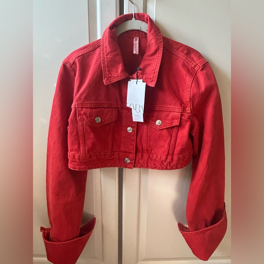 Zara  Red Cropped Jacket